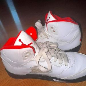 Air Jordan Sneakers Size 3, Red, White, and Silver